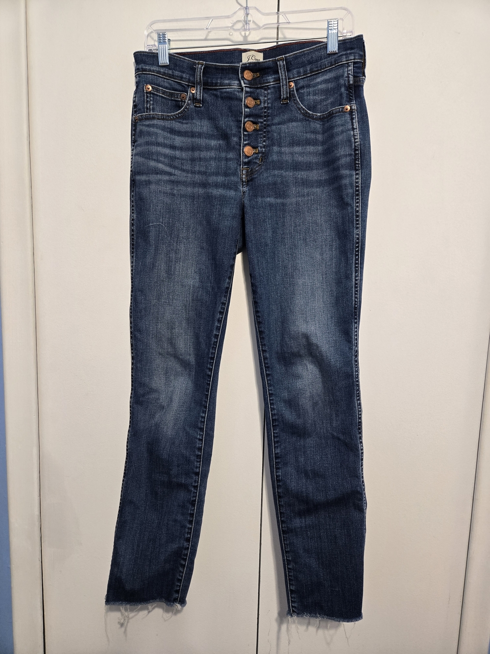 J.Crew Vintage Straight Jeans Womens 28 Button Fly High Rise Raw Hem Denim